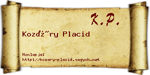 Kozáry Placid névjegykártya